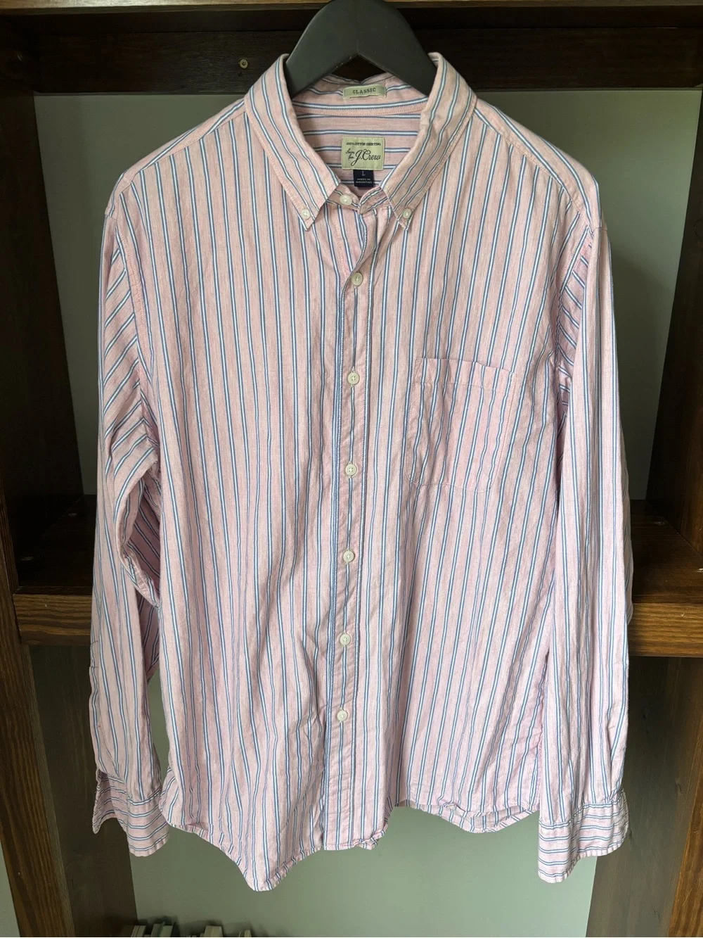 J. Crew Pink and Blue Striped Button-Down Shirt